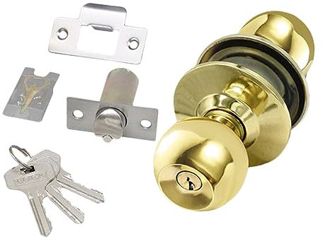 Angoily Serrure Sphérique 60 Mm Clés Dorées Robuste En Acier Inoxydable Pour Porte Dentrée Ou De Maison