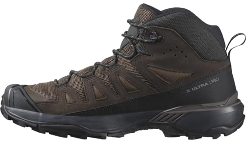 Salomon X Ultra 360 Leather Mid Gore-Tex wasserdichte Herren Wanderschuhe, Outdoor-bereit, Grip, Schutz bei jedem Wetter, Dark Earth, 42 2/3
