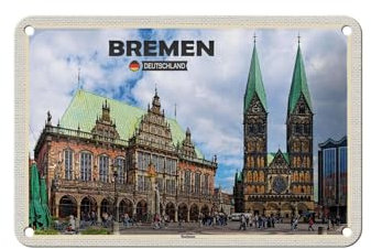 FEMER Blechschild Städte Bremen Deutschland Rathaus Deko 18x12cm Schild