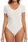 SHAPERIN Women Bodysuit Top Short Sleeve V Neck Top Ribbed Thong Bodysuit One Piece Leotard Jumpsuit Slim Fit, White, S