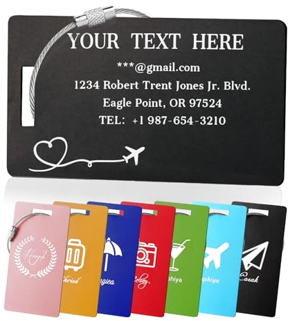 Kofferanhänger Personalisiert *3 Stück - CGFN Aluminium Flugreise DIY Taschenanhänger, Tags mit Namensschild Adressschild Text und Foto Gravieren, Kofferanhänger Koffer Reisezubehör