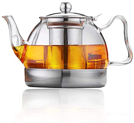 UNbit Théières Théière en verre avec infuseur filtre amovible en acier inoxydable four à micro-ondes haute température théière à lait Théières
