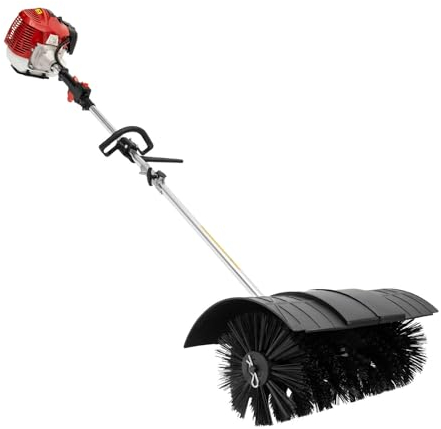 Spazzatrice a mano, 52 cc, scopa motore a 2 tempi, a benzina, spazzatrice per la pulizia di erba artificiale, pulizia stradale e pulizia della strada, rullo spazzatrice da 58 cm