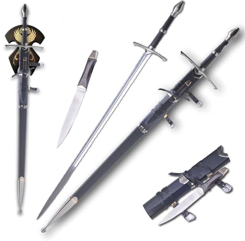 128cm Movie Medieval Knight Sword,Strider Schwert,Stahlklinge,mit Scabbard Hängebrett,für Cosplay, Display, Sammlung