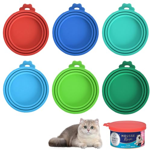Zimoer 6 Stück Dosendeckel, Deckel für Dosen, Tierfutter Dosendeckel, Tierfutterdosen Mehrweg Deckel, Universal Silikon Dosendeckel für Katzenfutter Hundefutter Dosen, Spülmaschinenfest