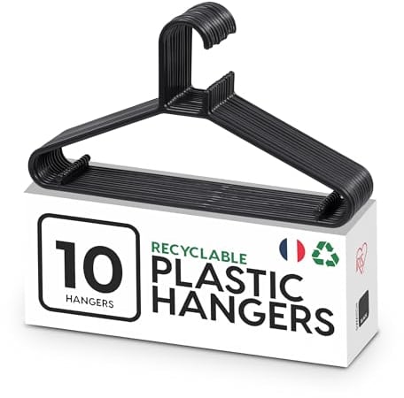 Iris Ohyama, Kleiderbügel, Kleiderbügel schwarz, 39 cm, Kleiderbügel 10 stück, Kleiderbügel plastik, Kleiderbügel kunststoff, CHM-39, Bügel, Platzsparend, Strapazierfähig, Hangers, Mantel, Hemd, Jacke