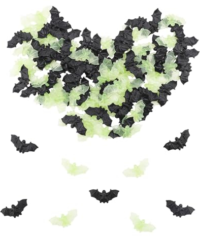 ParPix 100 Stück Fledermaus Deko, Fledermaus Halloween Deko, Schwarzes und Nachtlicht Halloween Deko Innen, Halloween Horror Deko, Fledermaus Halloween Deko Gruselig, Fledermaus Deko Halloween Party