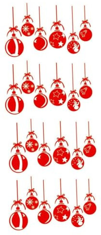 jojofuny 4 Stück Weihnachtstüraufkleber dekoration schlafzimmer weihnachtskugeln entfernbarer wandaufkleber weihnachten Schneeflocken-Wandtattoo Schmücken Aufkleber für Glastüren rot