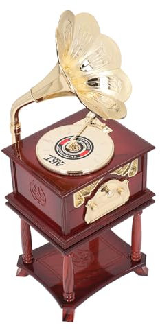 DAWH Phonographen-Uhrwerk-Spieluhr, Vielseitige Handgefertigte Grammophon-Spieluhr aus ABS-Kunststoff Im Retro-Stil für Tisch- und Schreibtischdekorationen zu Hause (Braunes