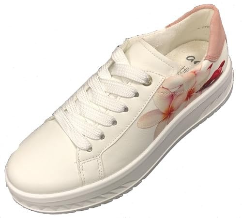 ara Damen Monaco Sneaker, Weiss,Piggy,Tropicana-Rose, 42 EU Weit