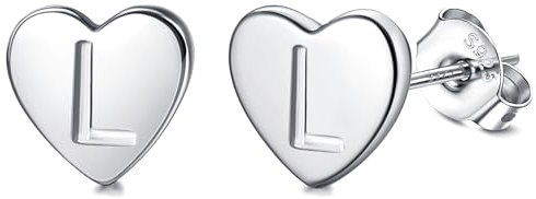 Adramata Buchstaben Ohrringe Silber 925 Damen Herz Ohrringe Mädchen Initialen Buchstaben Ohrstecker Gold/Silver Geschenke für kinder Mädchen,S12
