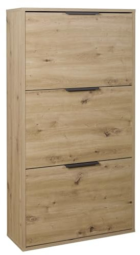 Composad | Scarpiera della Linea ESPRESSO Doppia Profondità, con 3 Ribalte, Scarpiera Salvaspazio, Ingresso, Ripostiglio, Portascarpe, (LxAxP) 65x119,5x25 cm, Colore Rovere Oak Mielato, Made in Italy