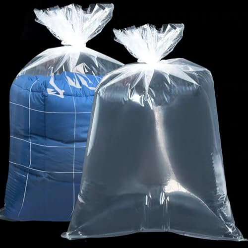 10 Stück extra große durchsichtige Aufbewahrungsbeutel, 100 x 150 cm große Plastiktüten, wiederverwendbare Umzugstaschen durchsichtige Jumbo-Geschenkbeutel für Bettdecken, Kleidung, Bettwäsche, Koffer