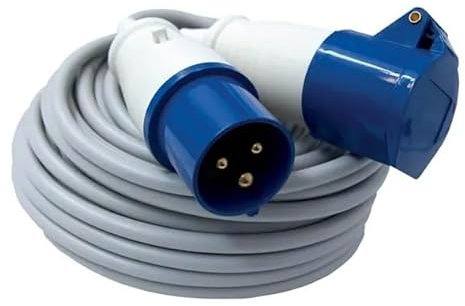 SAPLIST, Prolunga FG16OR16 3G2.5 GRIGIO 20 mt Presa+Spina Industriale IP 44 3poli Adatta per Camper, Campeggio, Caravan, Barca, Cantiere-Grigio