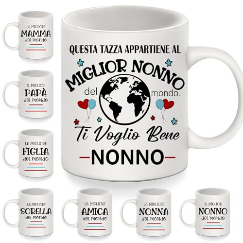 Bommex Questa tazza appartiene al miglior nonno del mondo Tazza per il nonno da parte della nipote o del nipote Compleanno Festa del Papà Ringraziamento Regalo di Natale Tazzine da caffè (nonno-2)