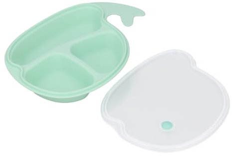 ZJchao Plato Seccionado para Niños, Plato Dividido de Ballena de Dibujos Animados, BPA, Suavizado de Piel de 360 ​​°, Antideslizante. Diseño de Ventilación de Tapa Transparente, Gran