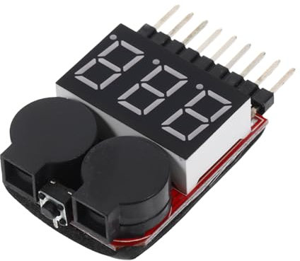 Angoily tester per batterie Tester di tensione della batteria lipo indicatore LED tester batteria cicalino a bassa tensione Fornitura batteria digitale Componente elettronico Black