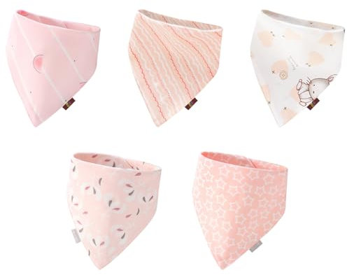 Bncxdc dreieckstuch baby, 5 Stück halstuch baby, halstücher baby mit verstellbaren Druckknöpfen, Baumwolle Made sabberlätzchen baby spucklätzchen baby