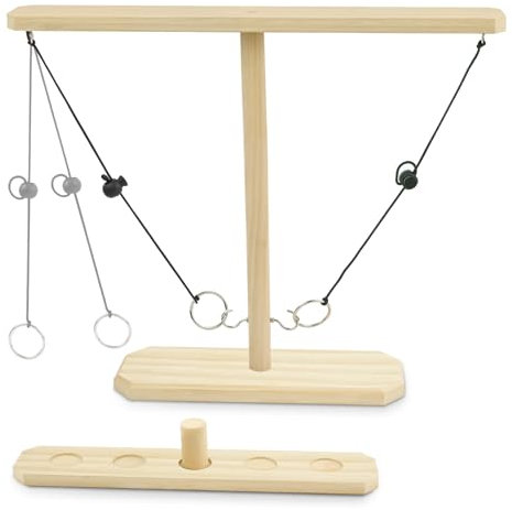Hooks Rings Game ZAKVOP 2 Player Wooden Ring Toss Games for Adults, Fast-Paced Interactive Hook and Ring Game for Home Party, Wooden
