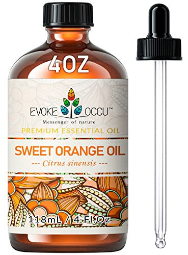 EVOKE OCCU Aceite de Naranja Dulce, 100% Puro y Natural Aceite de Naranja para Difusor de Aromaterapia, Masaje y Cuidado de la Piel 118ml