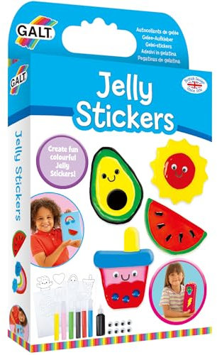 Galt Jelly Stickers - Kids Sticker Craft Kit, Children's Make Their Own with Unique Designs, Fun Templates, 6 Colours and Cute Wiggly Eyes, Arts and Crafts for Age 5+, Girls and Boys