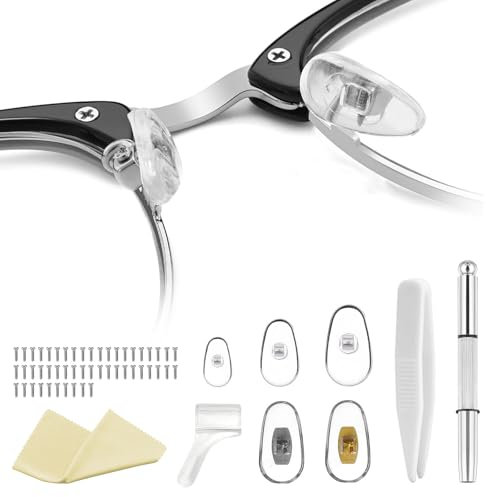 xiaoxiaozhijia 25 Paare Nasenpads Brille Silikon,Rutschfest Brillen Nasenpads,Brillen Reparaturset mit Schrauben Pinzette und Brillenputztüche