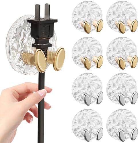 Marjoramy 8 Piezas Ganchos Adhesivos, Enchufe Cable Gancho,Ganchos Para Toallas De Baño,Doble Gancho,Ganchos Adhesivos Para Pared Para Cocina, Baño, Inodoro,Oficina Y Enchufes (Dorado+Plateado)
