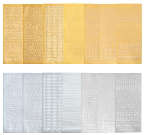 14 Bögen Kerzen Alphabet Zahlen Gemischt Deko Aufkleber DIY Taufkerzen Set Kommunion Bastelset Zahlen Folienaufkleber Für Kerzen Kommunion Hochzeit Album Scrapbook DIY Deko (Gold Und Silber)