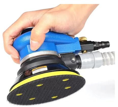 5 Zoll 10000 U/min selbstsaugende pneumatische Schleifmaschine mit Luftschlauch und Schleifpad for Polieren und Schleifen für Granit Marmor Beton(Vacuum cleaner)