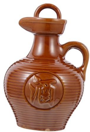 Braun Keramik Weinkessel Weihnachten Party 500ml für Zuhause | Gourd Form, Glatte Reliefoberfläche, Hitzebeständig und Auslaufsicher, mit Deckel, für Hotels