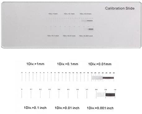 Microscope Accessories Kit Microscope Calibration Slides Microscope Reticle Ruler 1Div.=1mm 0.1mm 0.01mm Microscope Slides(MS-1-EB)