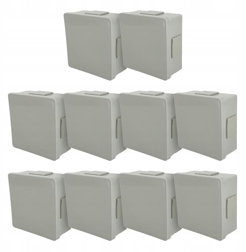 EDO Set 10x Aufputz-Abzweigdose IP55 Wasserfest 86x86x40 mm Grau, 4-Einführungen, Halogenfrei – Verteilerdose/Anschlussdose mit Gummitüllen und Klickverschluss für Innen- und Außenbereich