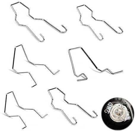 6 PCS Clips de Resorte de Retención de Bombilla -en Acero, Compatible con H1/H3/H4/H7 para Faros Delanteros, Luz de Cruce y Otras Aplicaciones en Diversos Vehículos