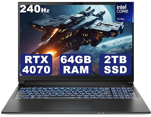 GUOM Gaming Laptop, 16 Ultra HD Display 16:10 2.5K 240Hz/3ms, GeForce RTX 4070 8GB GDDR6 GPU, 16 Cores Intel Core Ultra 9 185H CPU, 64GB DDR5 RAM, 2TB PCIe4 NVMe SSD, Wi-Fi 6E, Backlit, Win11 Pro