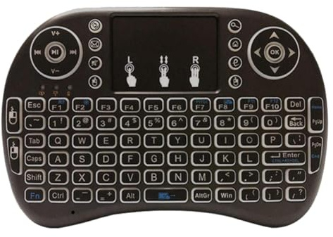 VmugDVoqb Kabellose Tastatur mit Touchpad und bunter Hintergrundbeleuchtung, 2,4 G 5.0 Air Mouse, kompatibel mit Android TV Box PC I8(English Backlight)