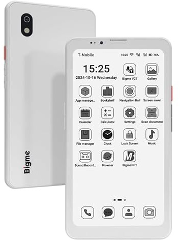 Bigme HiBreak Pro 6.13 ePaper E-Ink Phone with Fingerprint Unlock, NFC, 8GB+256GB, eBook Readers Android E Ink eReader Smart Phone with Android 14, 5G Dual SIM, 300PPI, Long Battery Life White