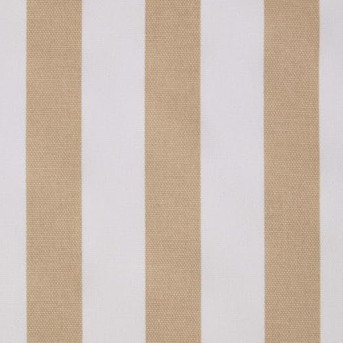 HOMESCAPES Beige-Weiß gestreifter Baumwollstoff Meterware 150 cm breit, Streifen-Stoff zum Nähen, Dekostoff gestreift, Oeko-Tex Stoff 100% Baumwolle, Polsterstoff beige weiß