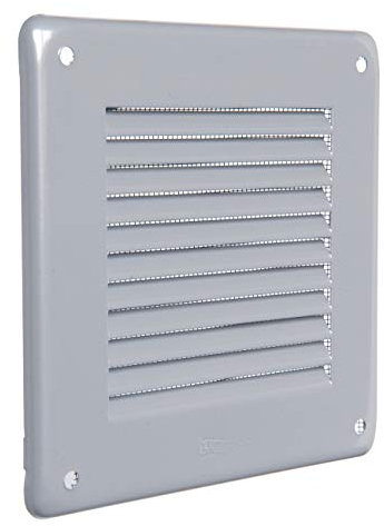 La Ventilazione GL10RG - Rejilla de ventilación cuadrada de solapa, de chapa pintada gris con red, 140 x 140 mm