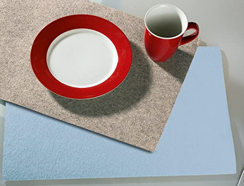 GILDE Tischset Platzset rechteckig 45 x 30 cm Filz Untersetzer 4er Set, Farbe:himmelblau