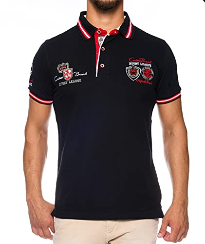 CARISMA Herren Polo-Shirt mit Stickerei, Schwarz, L