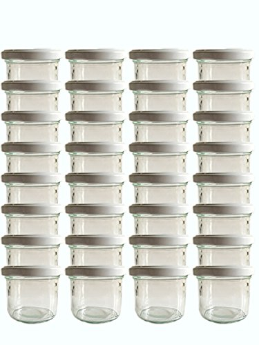 hocz Sturzgläser Set | Menge 50 Stück | Füllmenge 125 ml | mit Schraub-Deckel Deckelfarbe | Marmeladengläser Einmachgläser Einweckgläser (Weiß, 50 Stück)