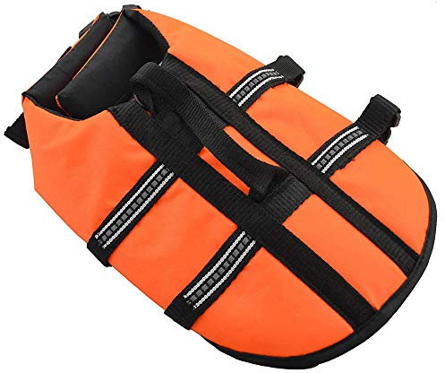 Gulunmun Rettungswesten für Hunde Schwimmweste Schwimmweste Schwimmhilfe für Hunde Schwimmweste Schwimmmantel Schwimmweste mit praktischem Tragegriff Orange, XXS