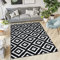 TAPISO Luxury Teppich Kurzflor Schwarz Weiß Modern Geometrisch Marokkanisch Gitter Karo Diamant Design Schlafzimmer Wohnzimmer ÖKOTEX 120 x 170 cm