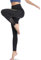Sport Leggings Damen Sporthose Sportleggins Lang High Waist Yogahose Push Up Leggings Blickdicht Medium Schwarz