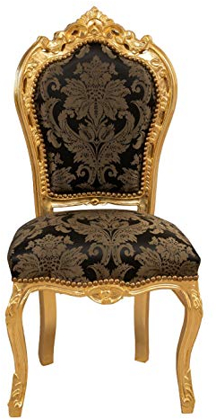 Biscottini Baroque Armchair 108 x 50 x 54 cm | Louis XVI Padded Chairs | Gold Baroque Style Lounge Chair | Shabby Chic Armchair