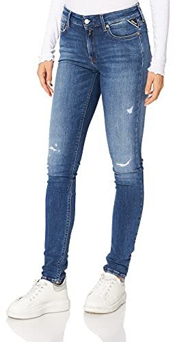 Replay Damen Jeans Luzien Skinny-Fit, Medium Blue 009 (Blau), 29W / 30L