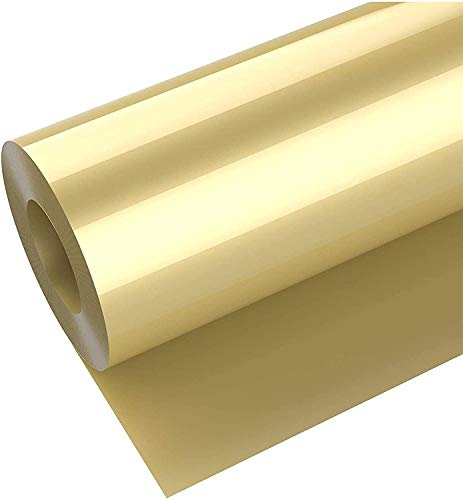 Hikenri, Rotolo in vinile per trasferimento termico, 30,5 cm x 3 m, facile da tagliare, design fai da te per magliette, vestiti, cappelli e altri tessuti, colore oro
