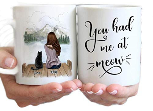 Taza De Café Regalo Taza Personalizada Para Pareja Y Mascota Para Hombre Y Niña Y Gato, Regalo Para La Familia, Diy, Elige La Ropa Para La Piel Del Cabello, 11/15 Oz