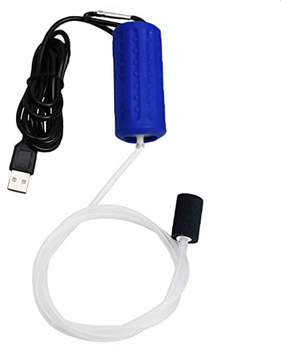 Luftpumpe Aquarium USB Mini Sauerstoffpumpe Leise Oxygen Pump Energie Sparen Sauerstoff Bubbler mit Luftstein und Single Outlet Silikonschlauch 1W (Dunkelblau)
