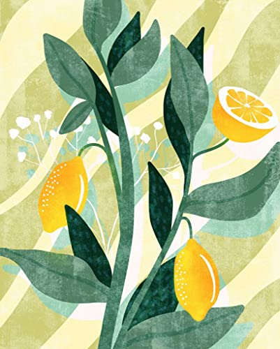Komar Vlies Fototapete - Lemon Fresh - Größe: 200 x 250 cm (Breite x Höhe) - Zitronen, Tapete, Design, Wohnzimmer, Wanddekoration, Schlafzimmer, Blumen, floral - LJX4-015